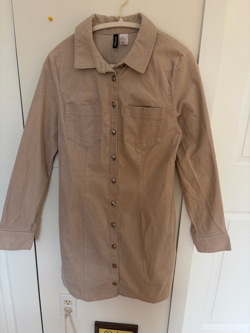 H&M Light Beige Corduroy Shirt Jacket Dress